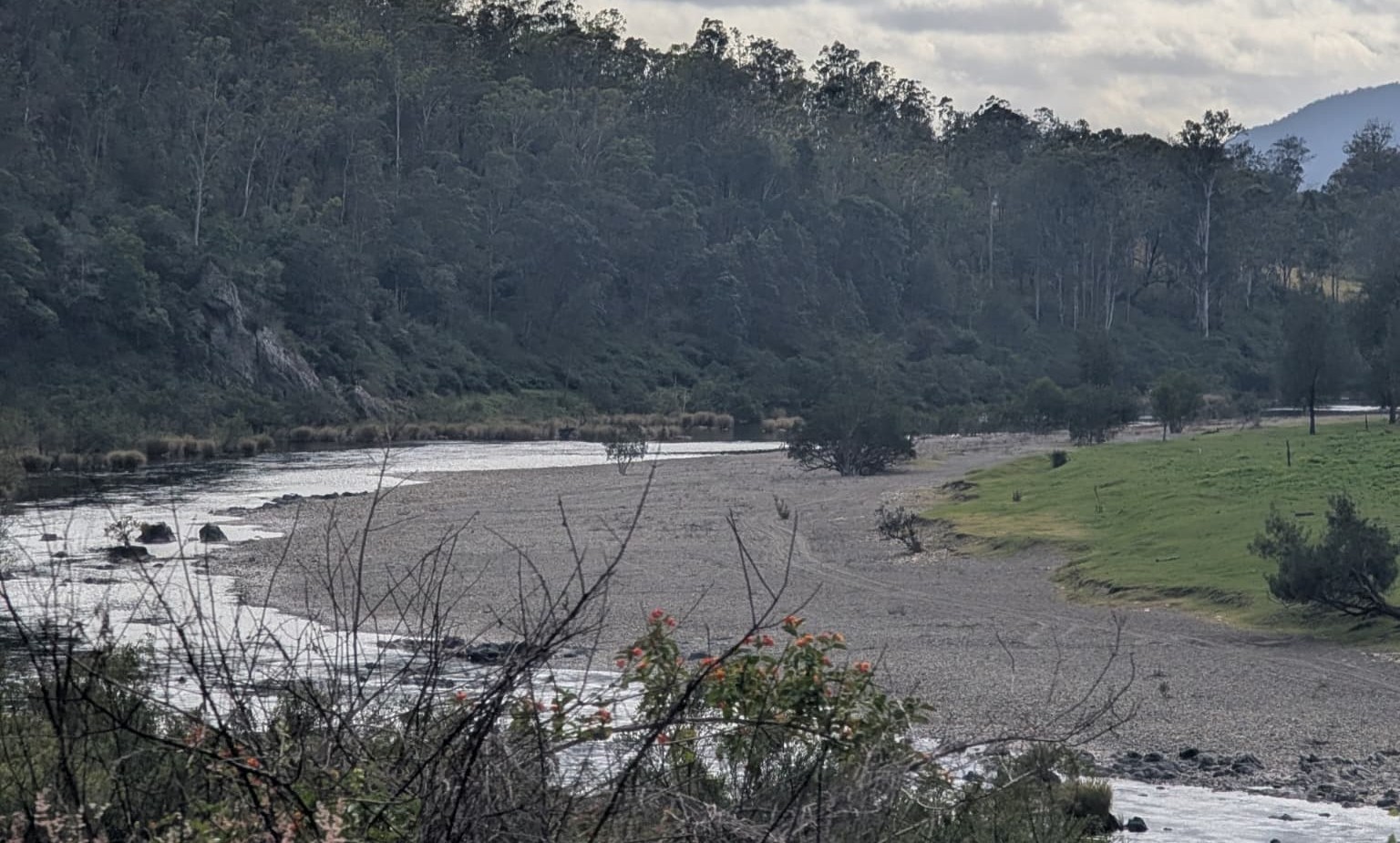 The Mann River winding through bushland and gravel banks in northern New South Wales